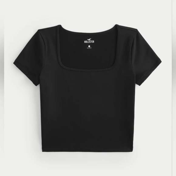 Hollister-[L]SOFT  STRETCH SEAMLESS FABRIC SQUARE NECK BABY TEE - Picture 5 of 5